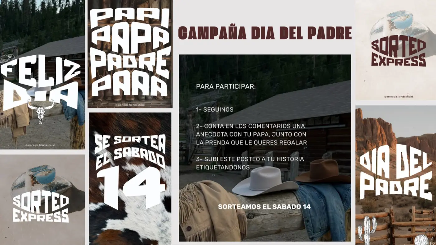 Meta Ads — campaña Día del Padre para Amnesia, dirección western